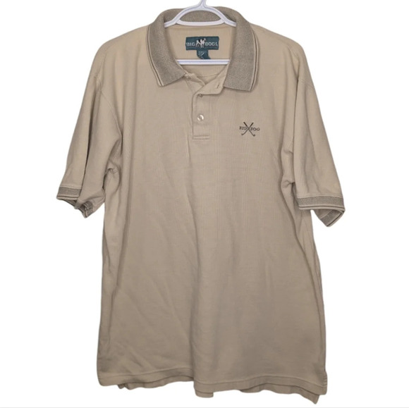 Vintage Big Dogs Collared Cream Textured Fabric Golf Polo Men's XL - Picture 1 of 8